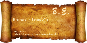 Baros Elemér névjegykártya